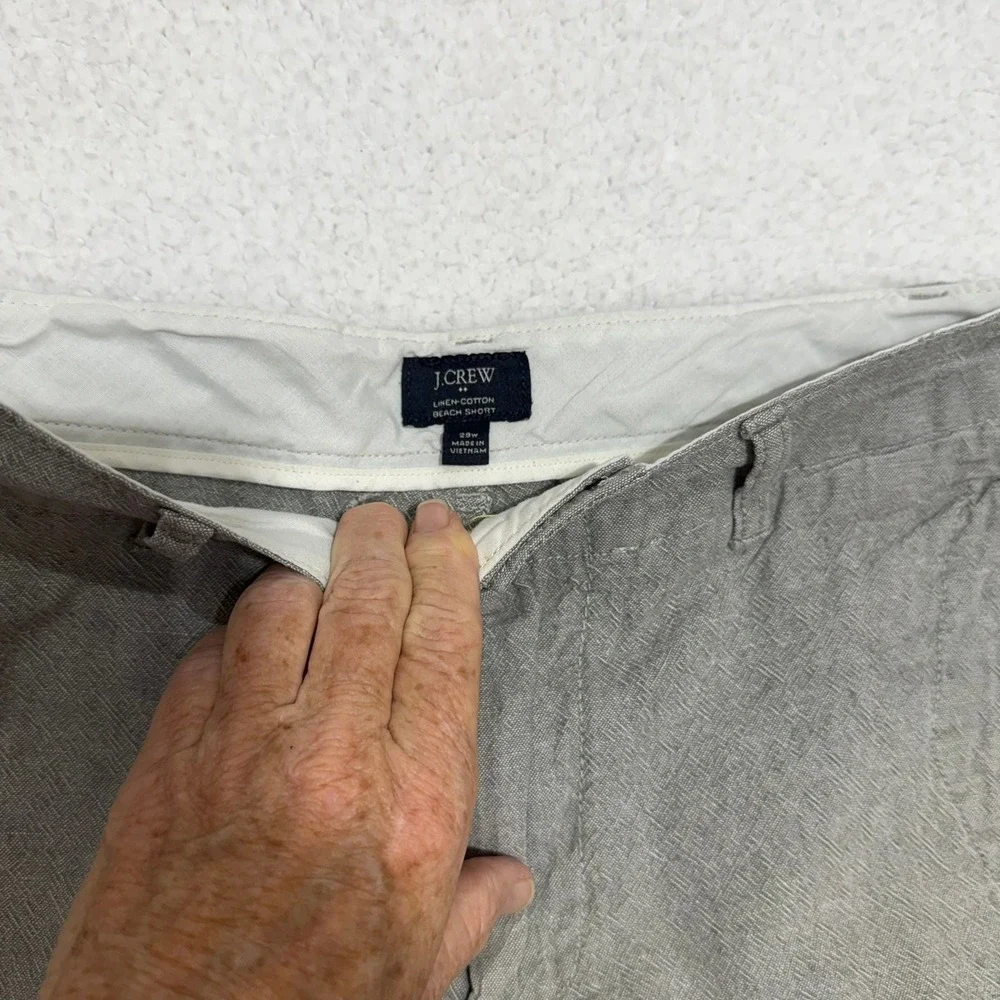J Crew Mens 29 Linen Cotton Beach‎ Short Gray Crosshatch Casual Summer Shorts